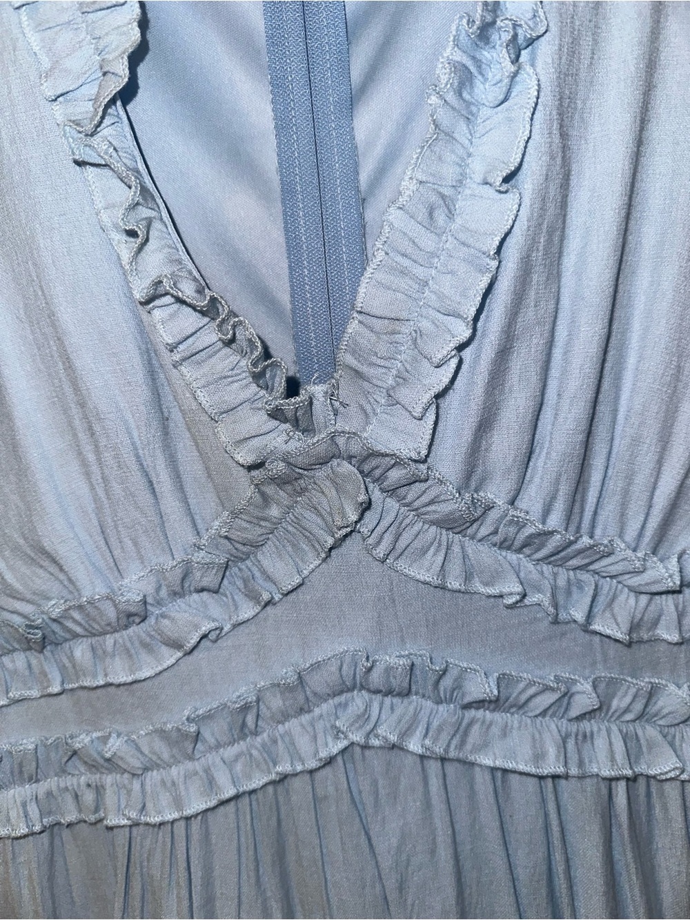Powder Blue Ruffle V-Neck Mini Dress - Picture 3 of 7